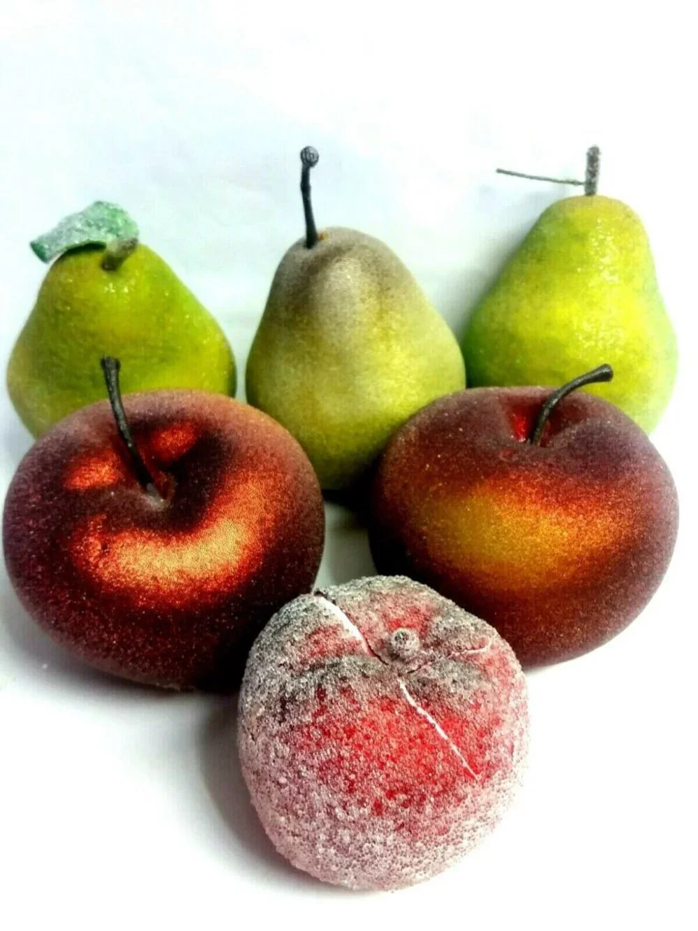Artificial Faux Fruit Apples Pears Shimmer Room Home Decor Lot of 6